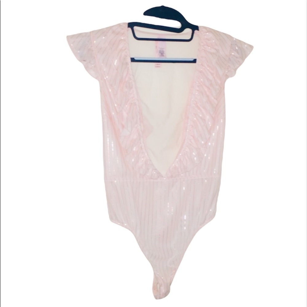 NWT Victoria Secret: Rare 🔥 Small Sheer Pink Ruffle Bodysuit